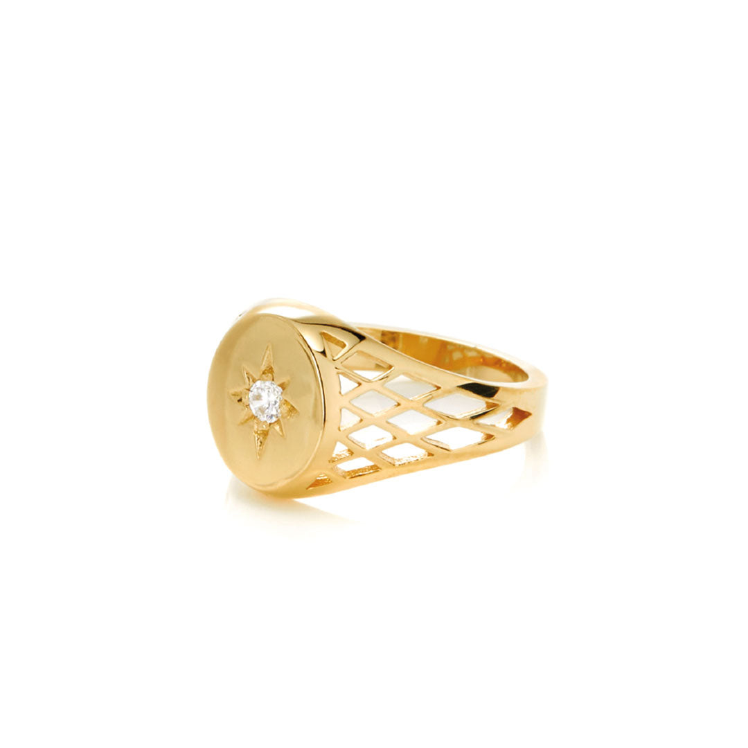 Chained & Able Basket Stone Signet RINGS