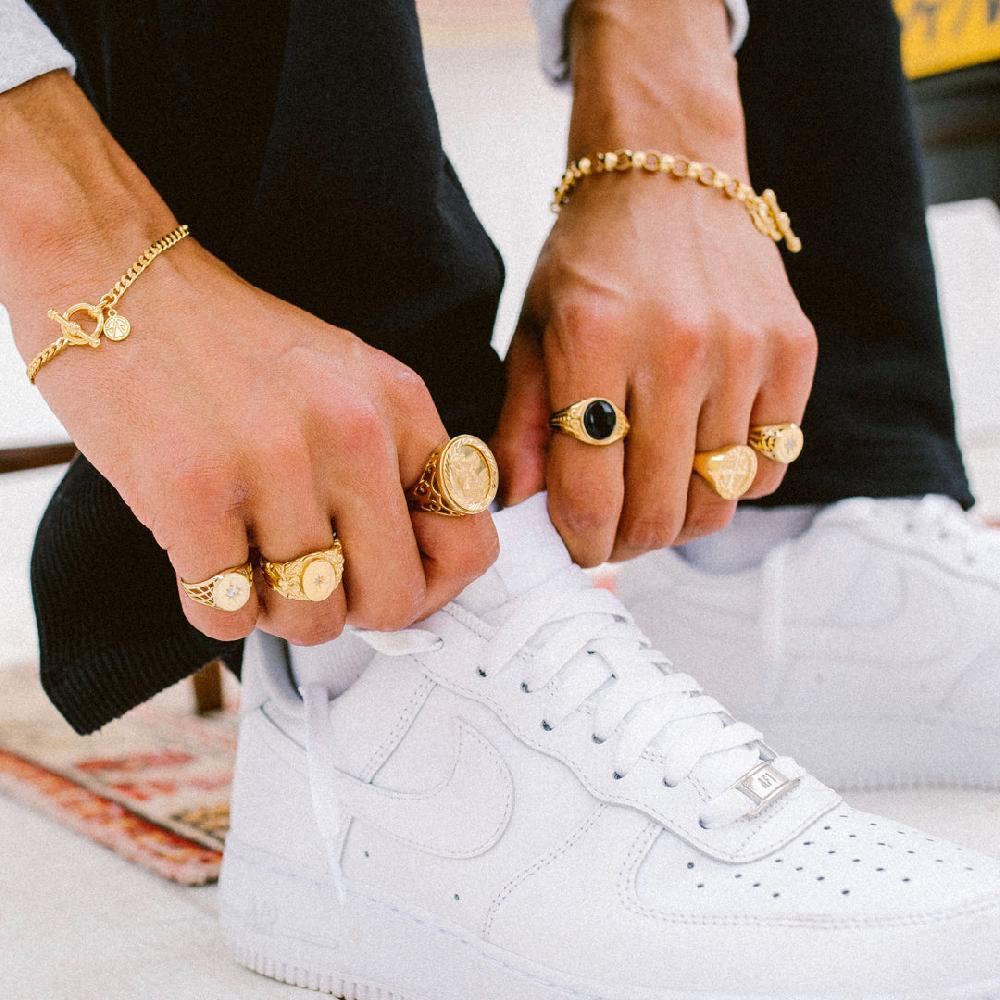 Chained & Able Black Onyx Oval Detail Ring RINGS