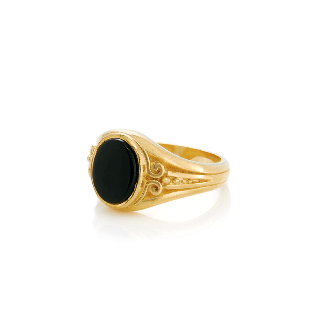 Chained & Able Black Onyx Oval Detail Ring RINGS