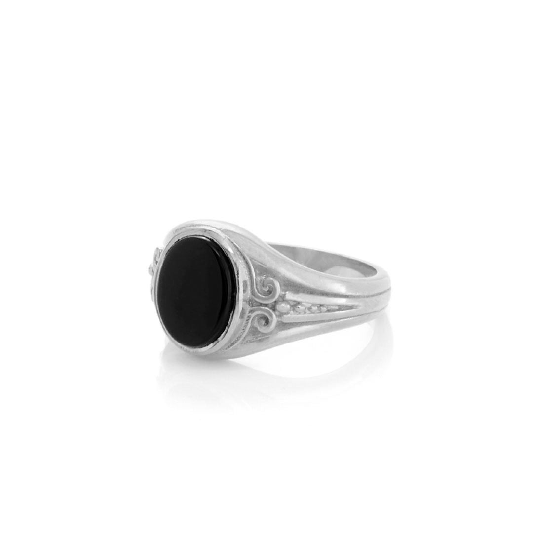 chained & able Black Onyx Oval Detail Ring RINGS