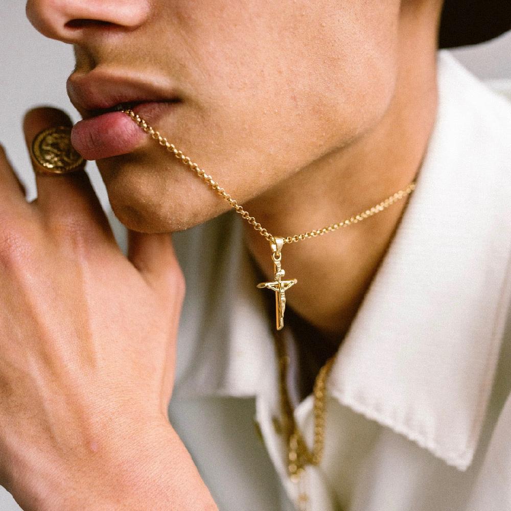 Chained & Able Mini Belcher Chain Crucifix NECKLACES