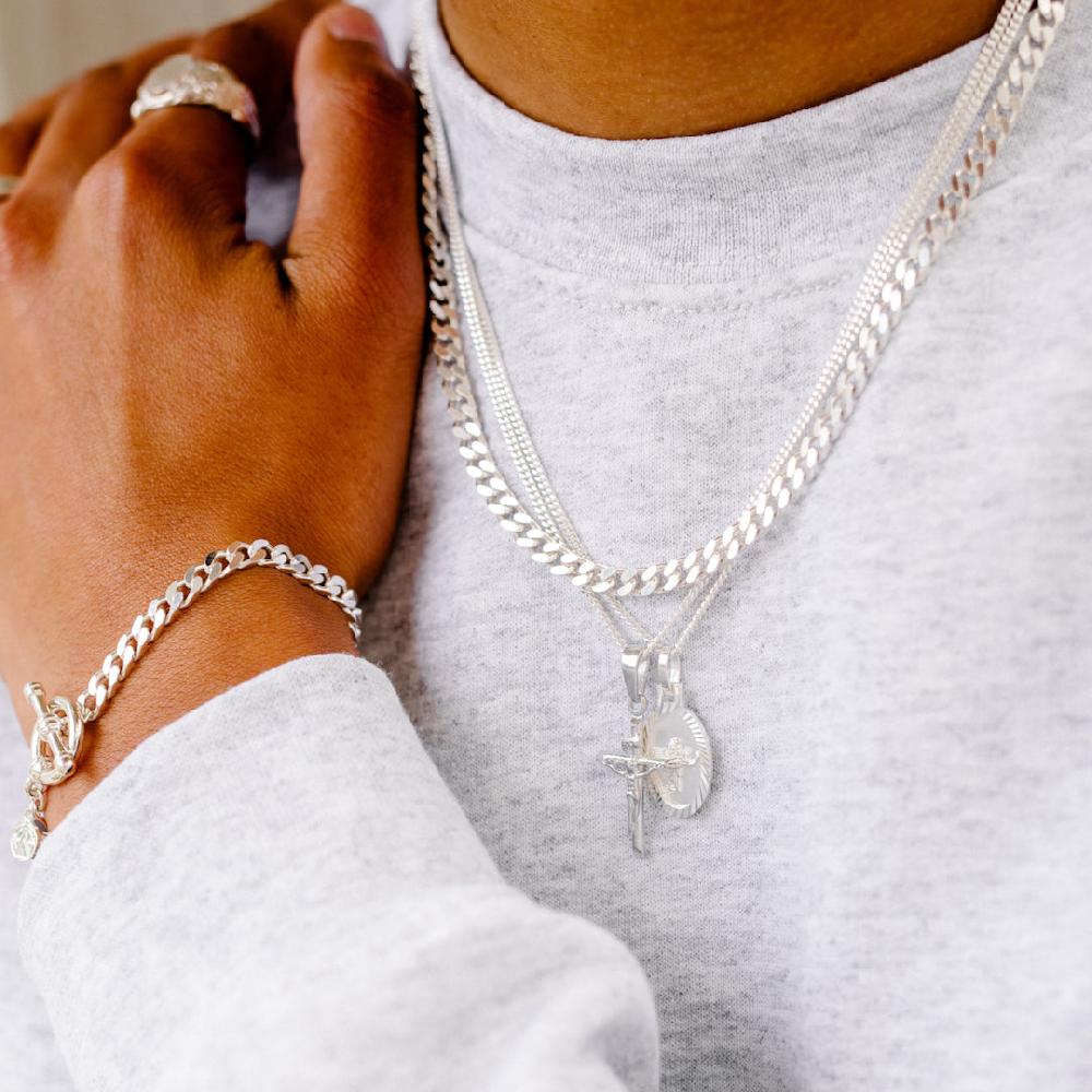 Chained & Able Mini Curb Chain Crucifix NECKLACES