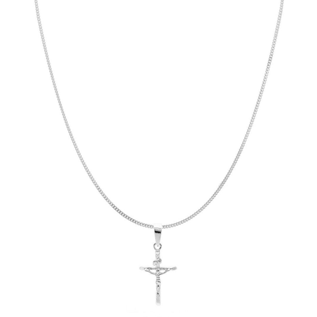 chained & able Mini Curb Chain Crucifix NECKLACES