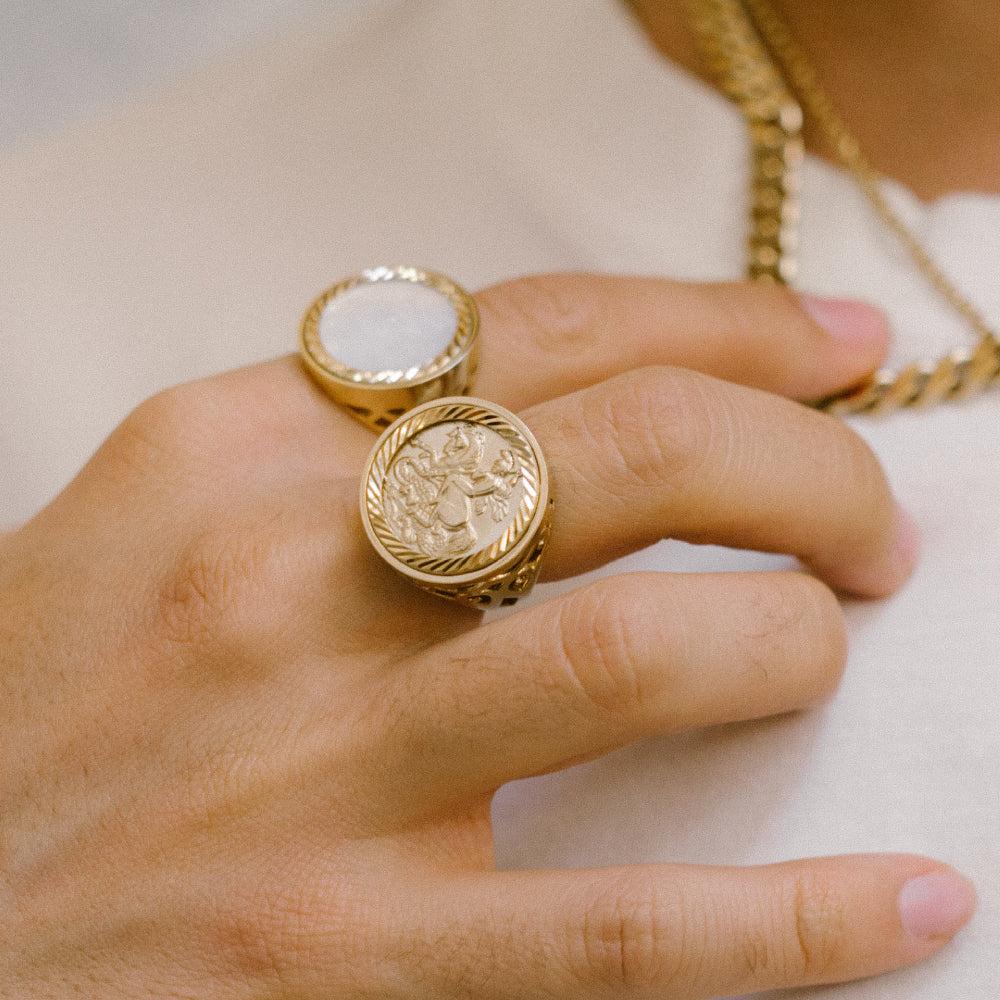 Chained & Able St George Scroll Sovereign Ring RINGS