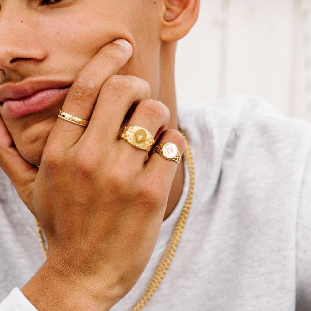 Chained & Able Vintage Stone Set Detail Signet RINGS