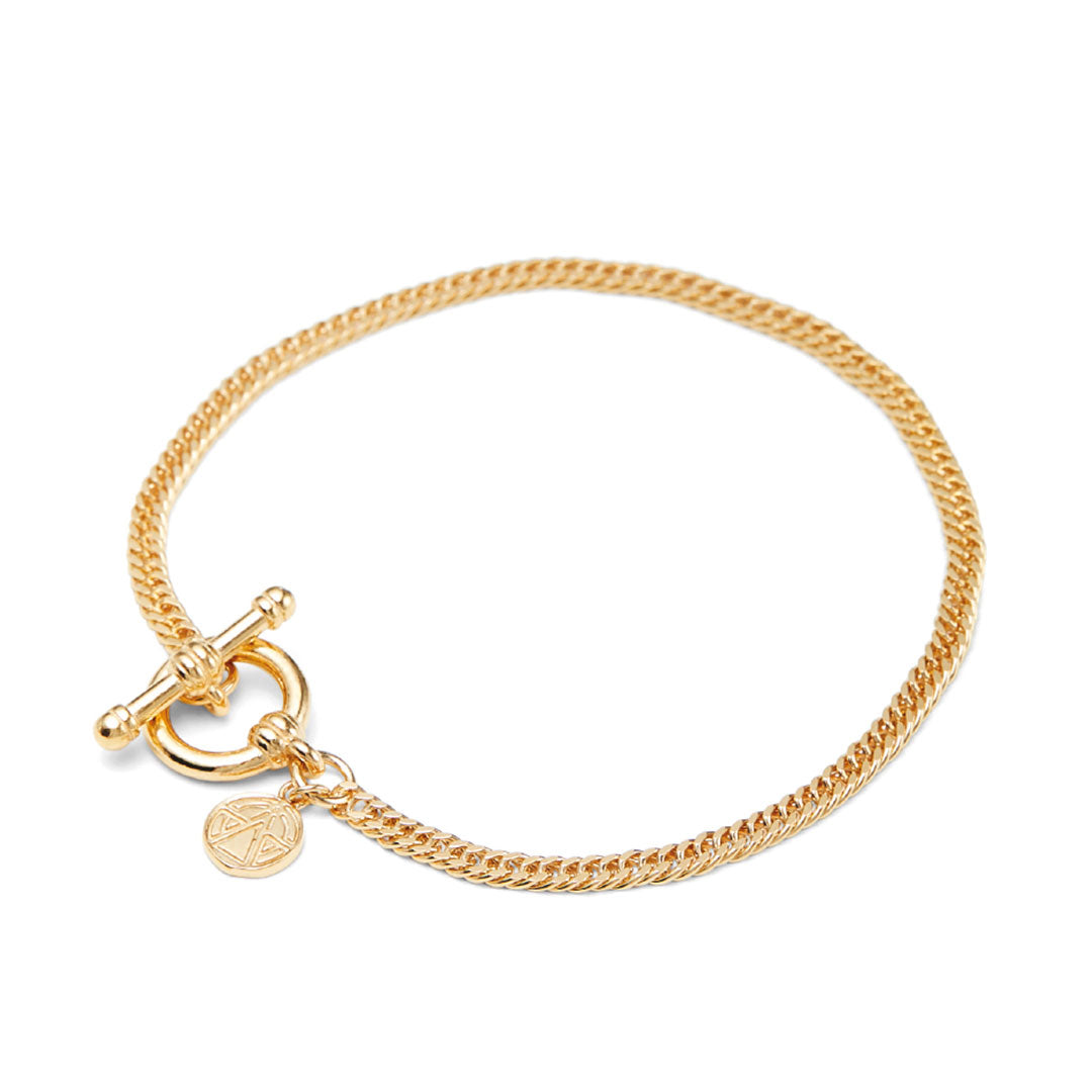 Chained & Able Micro Double Curb Link T-Bar Bracelet Bracelet