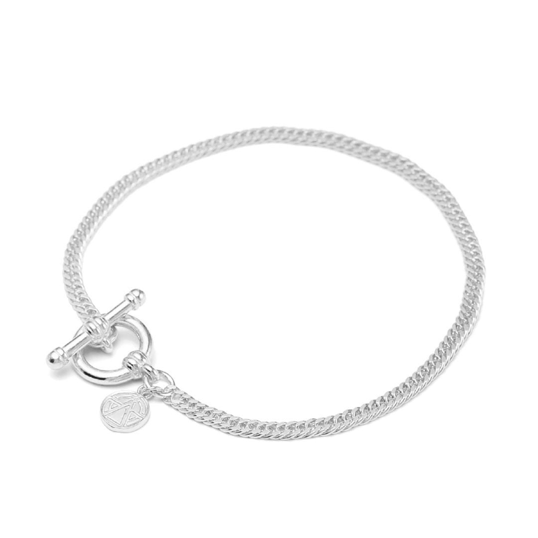 chained & able Micro Double Curb Link T-Bar Bracelet Bracelet