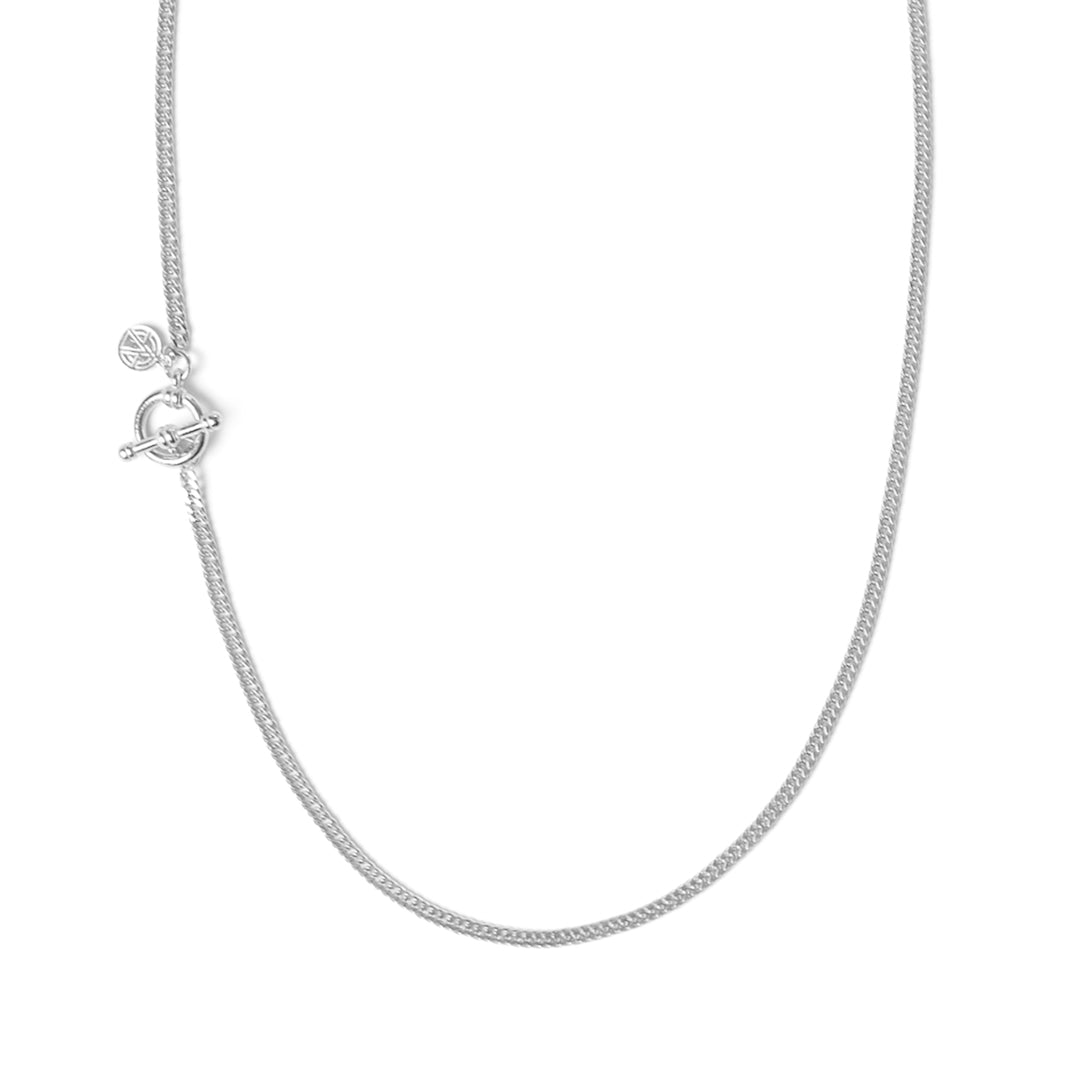 chained & able Micro Double Curb Link T-Bar Chain NECKLACES