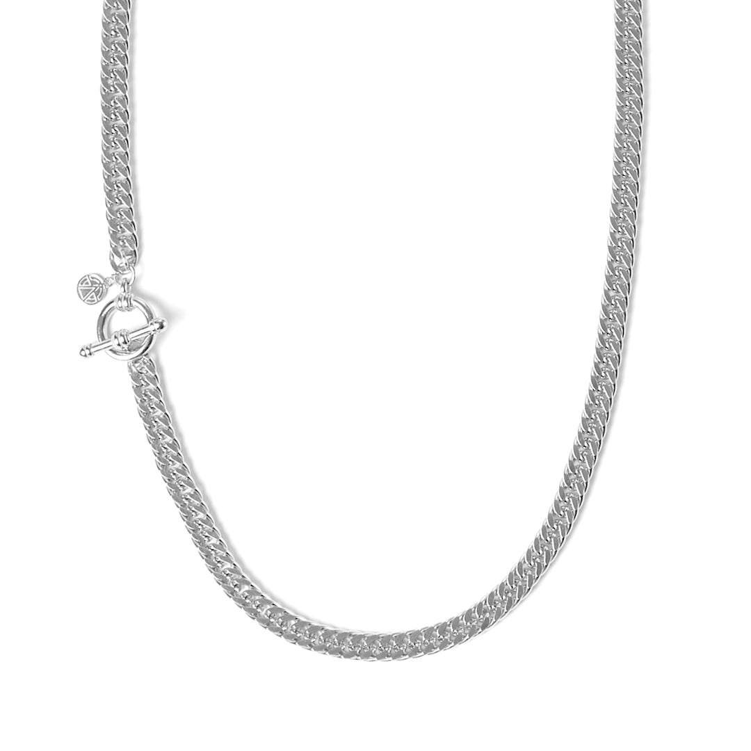chained & able Mini Double Curb Link T-Bar Chain NECKLACES