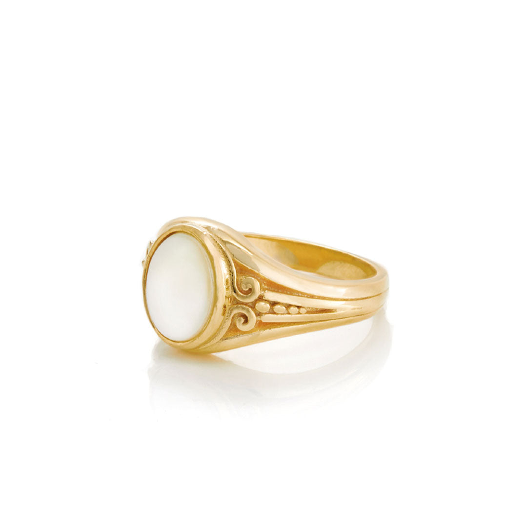 Chained & Able Mother Of Pearl Oval Detail Ring RINGS