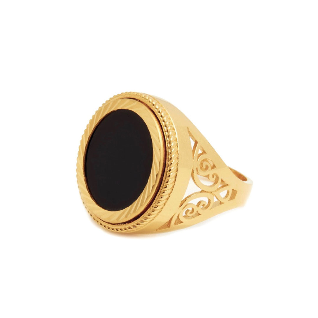 Chained & Able Onyx Detail Scroll Sovereign Ring RINGS