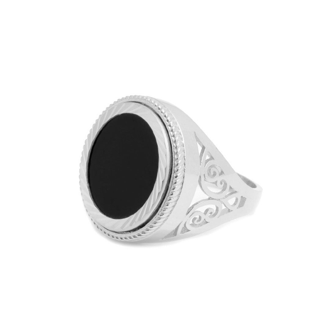 chained & able Onyx Detail Scroll Sovereign Ring RINGS