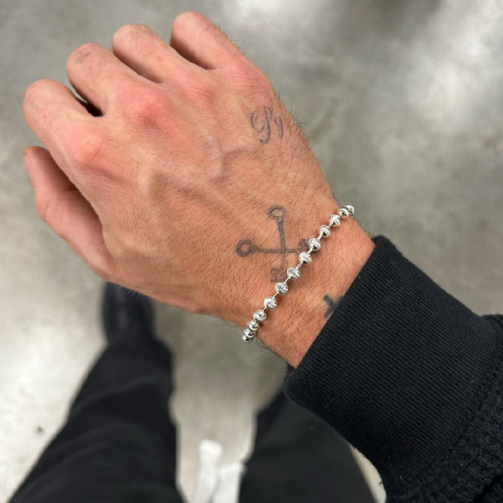 Chained & Able Thick Diamond Cut Ball Bracelet BRACELETS