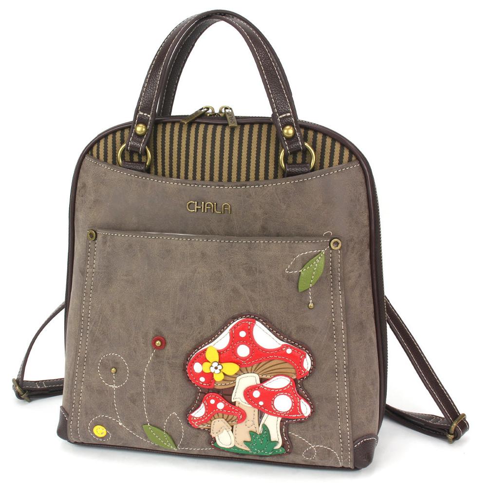 chala Convertible Backpack Purse - Mushrooms