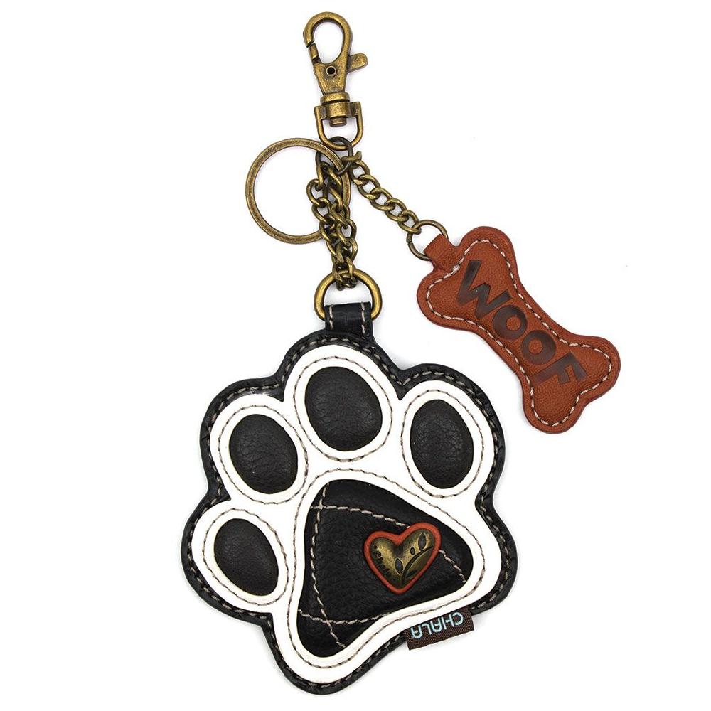 chala Key Fob/Coin Purse - B&W Pawprint