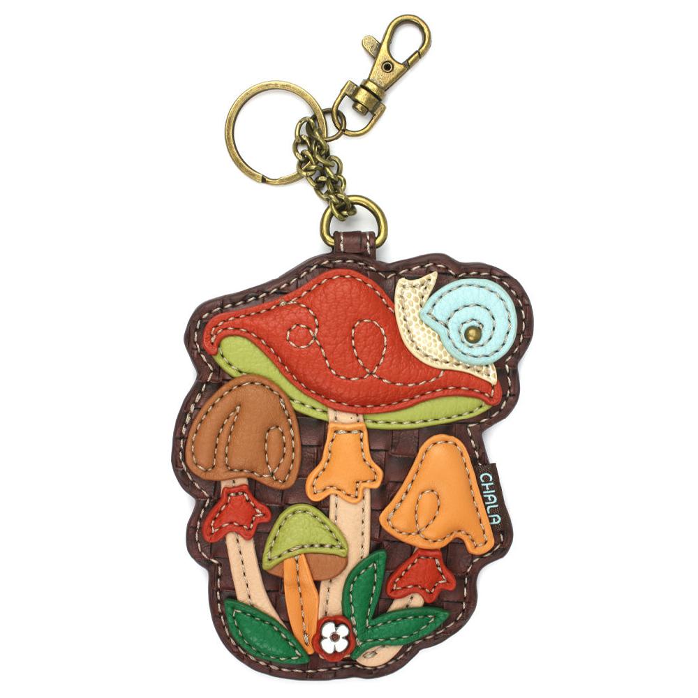 chala Key Fob/Coin Purse - Brown Mushrooms
