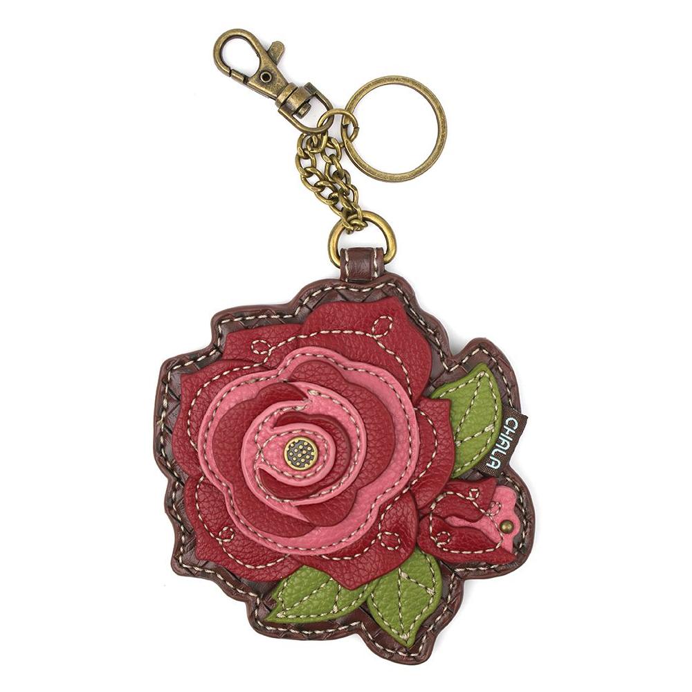 chala Key Fob/Coin Purse - Rose - red