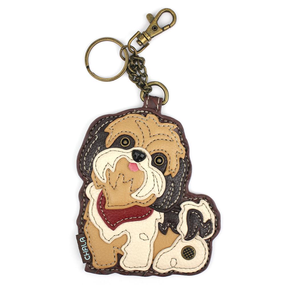 chala Key Fob/Coin Purse - Shih Tzu - brown