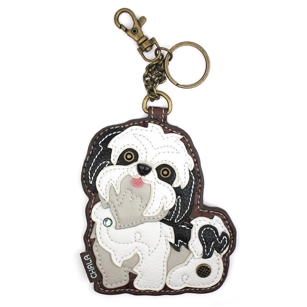 chala Key Fob/Coin Purse - Shih Tzu - white