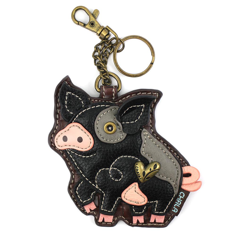 chala Key Fob/Coin Purse - Spotted Pig - black