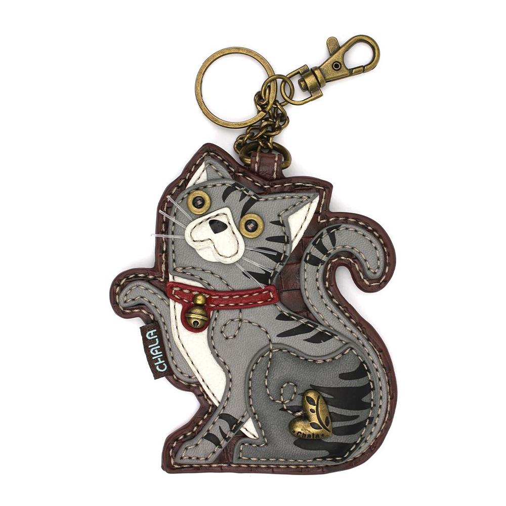 chala Key Fob/Coin Purse - Tabby Cat - gray