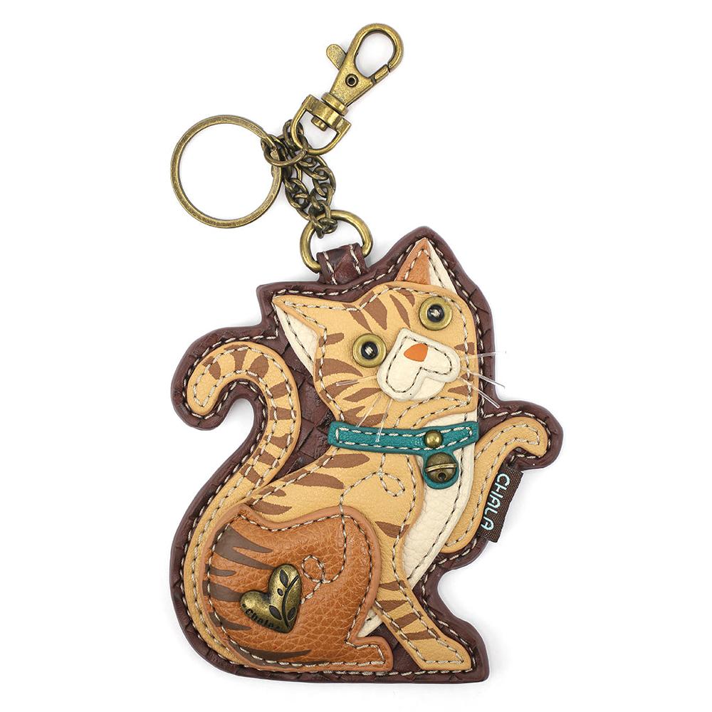 chala Key Fob/Coin Purse - Tabby Cat - orange