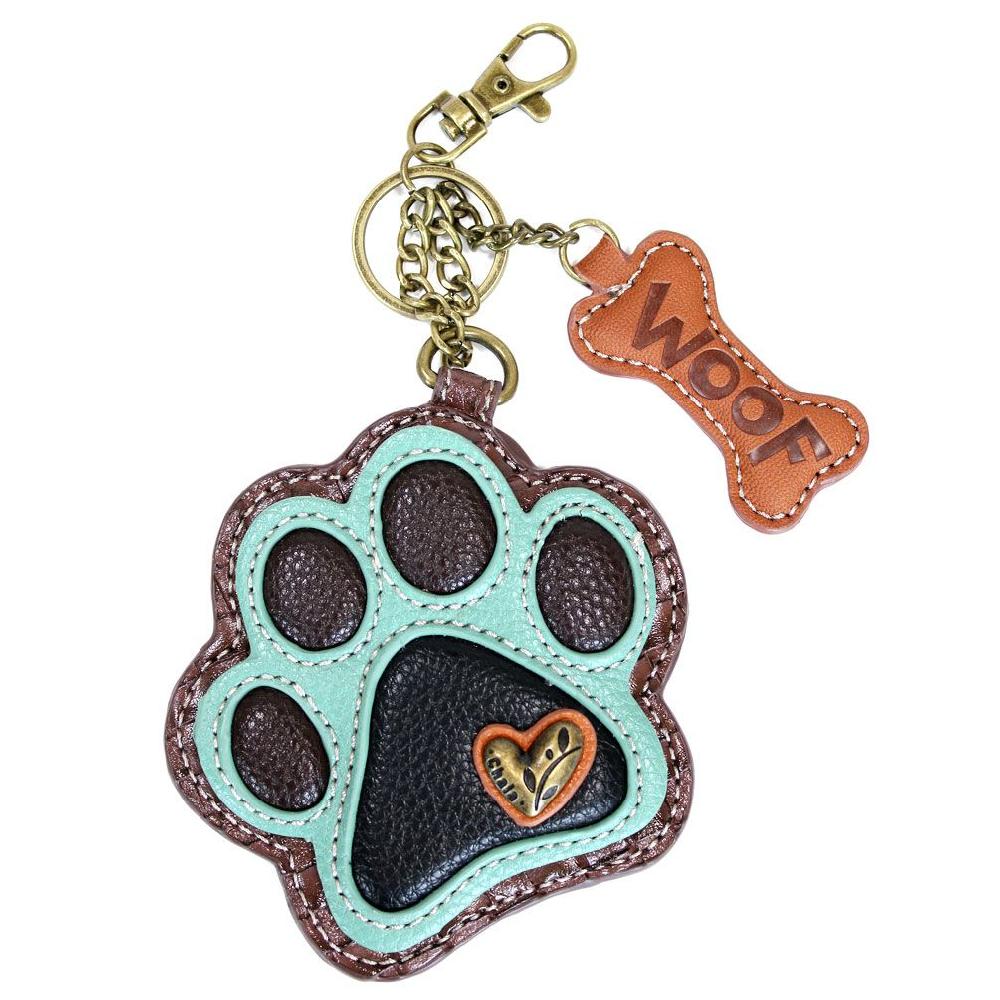 chala Key Fob/Coin Purse - Teal Pawprint
