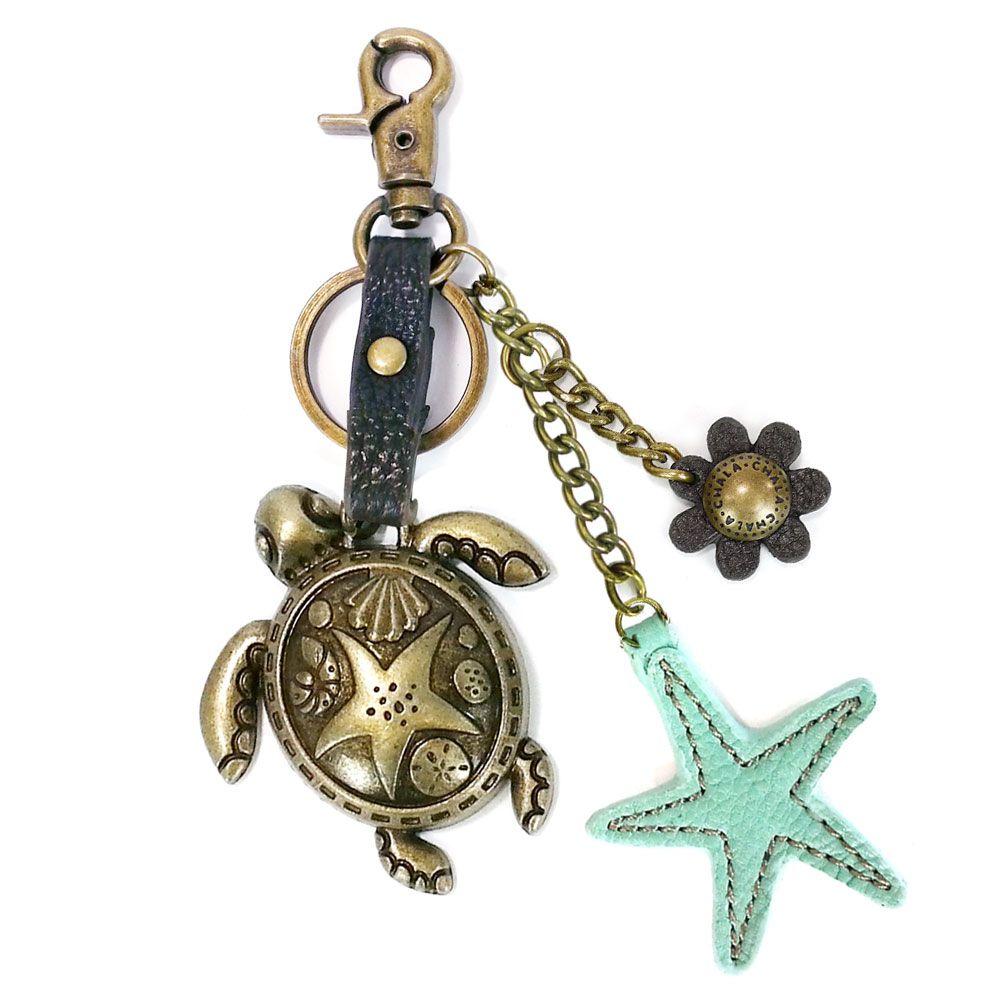 chala Metal Charming Keychain - Turtle & Starfish