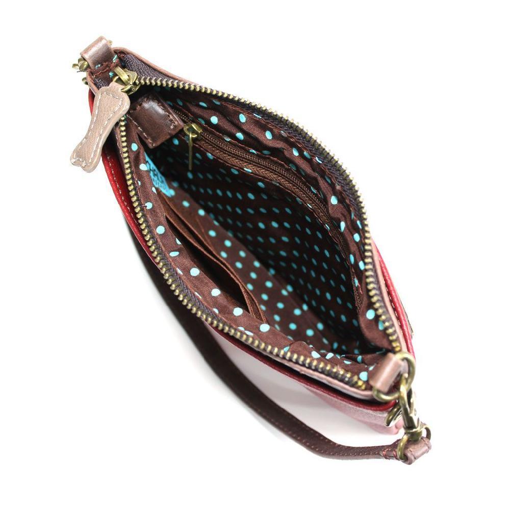 Chala Mini Crossbody - Teal Pawprint (Burgundy)