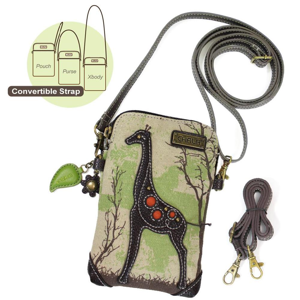chala Safari Canvas Cellphone Xbody - Giraffe
