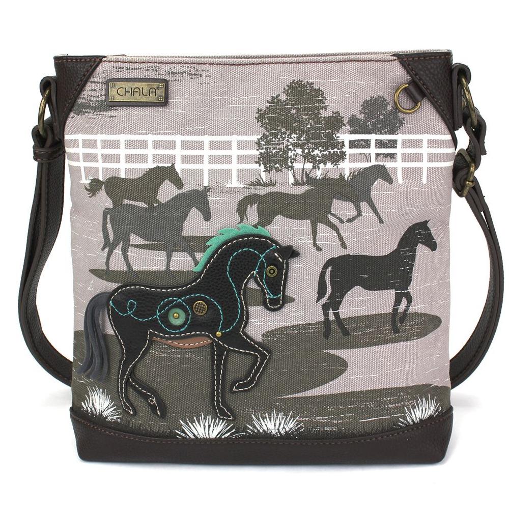 chala Safari Canvas Crossbody - Horse (Gray)