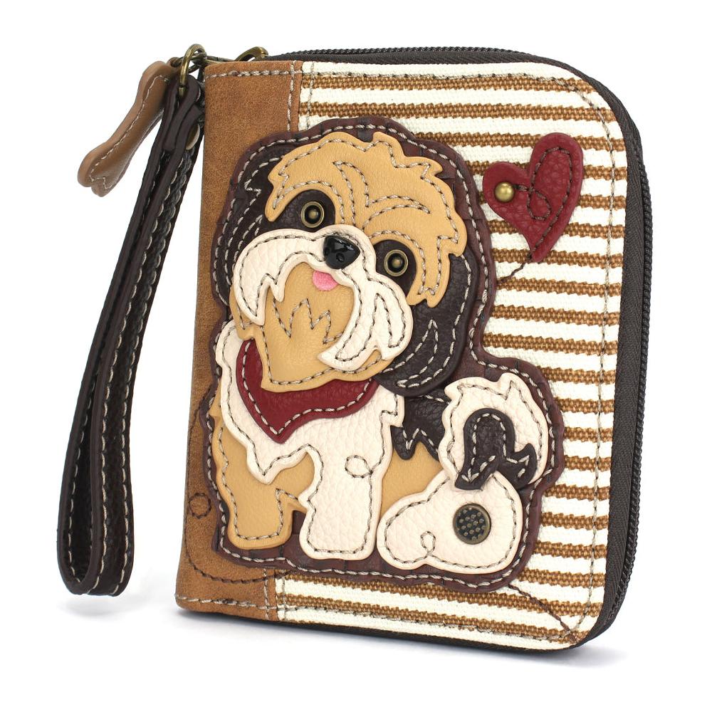 Chala Zip Around Wallet - Brown Shih Tzu
