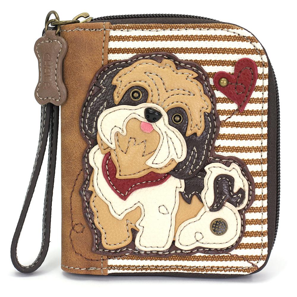chala Zip Around Wallet - Brown Shih Tzu