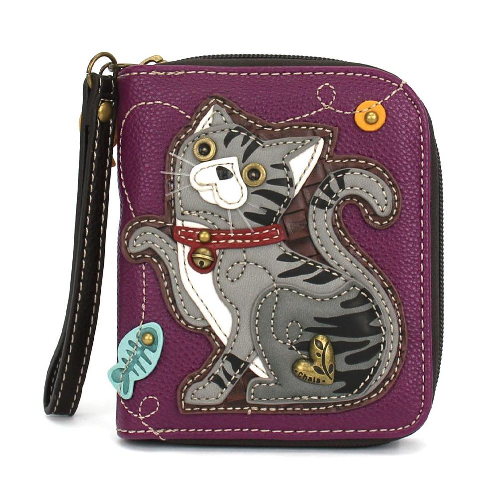 chala Zip Around Wallet - Gray Tabby Cat