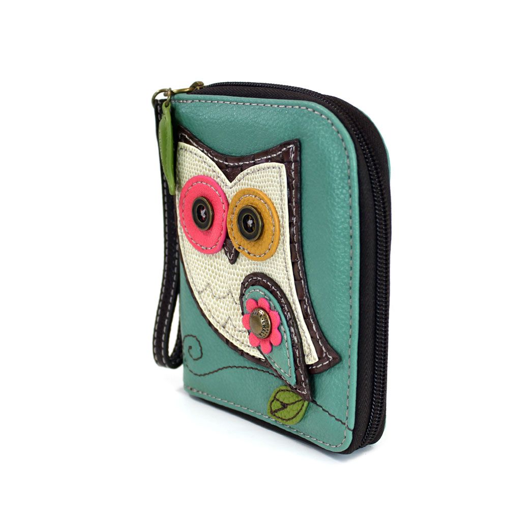 Chala Zip Around Wallet - Owl II (Teal)