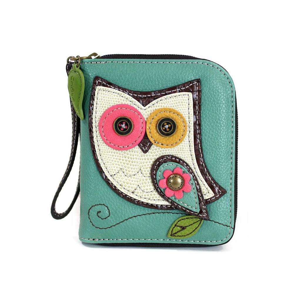 chala Zip Around Wallet - Owl II (Teal)