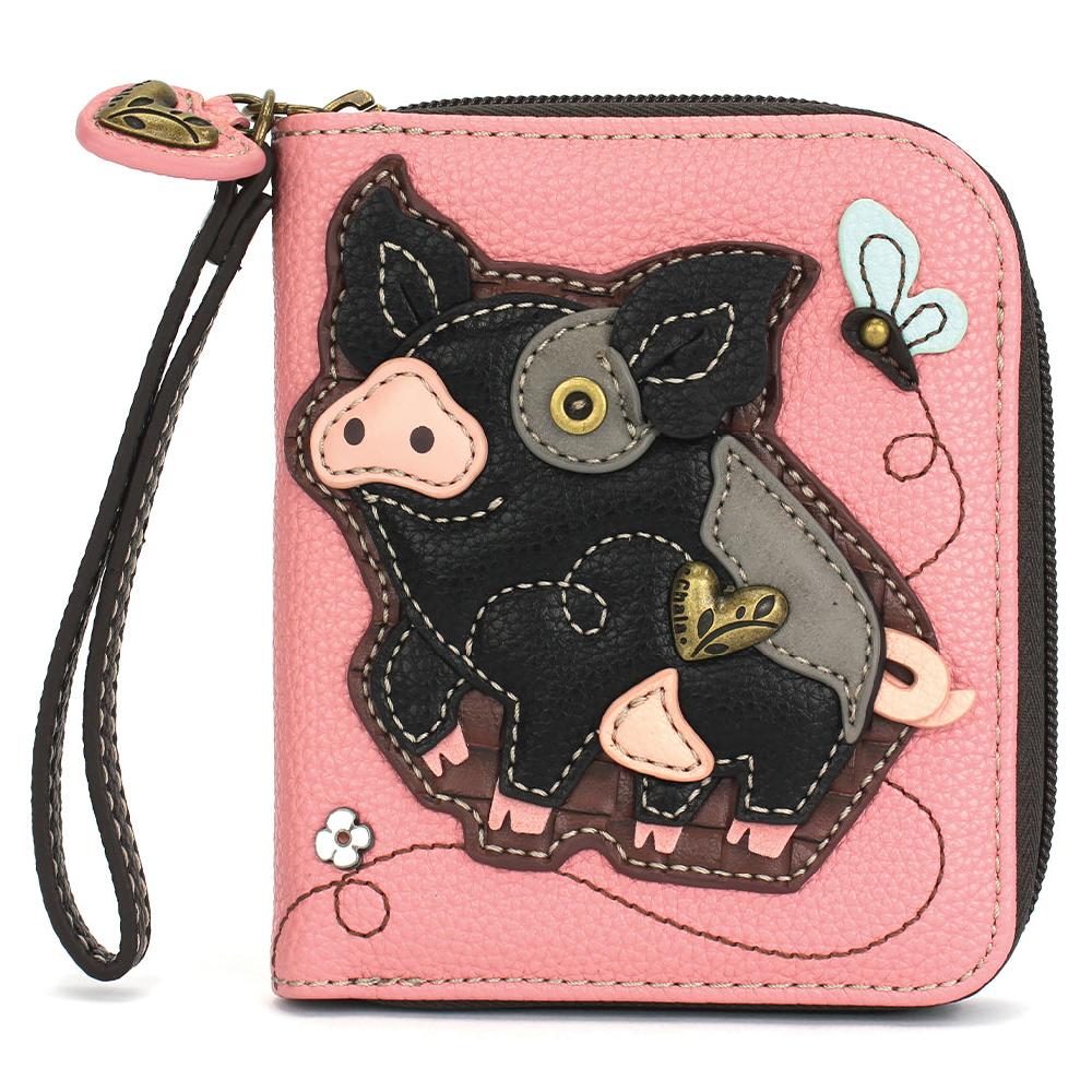 chala Zip Around Wallet - Spotted Black Pig