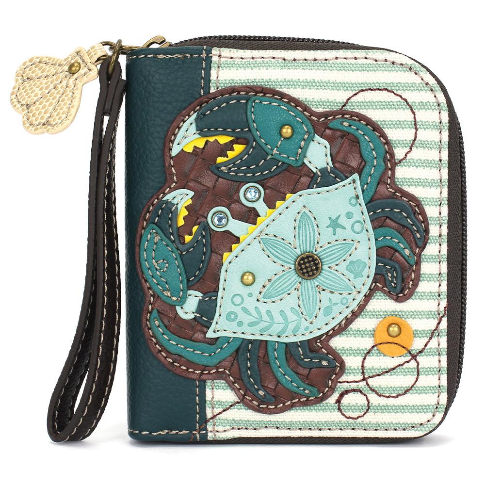 chala Zip Around Wallet - Teal Crab