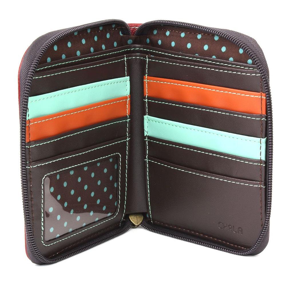 Chala Zip Around Wallet - Teal Pawprint