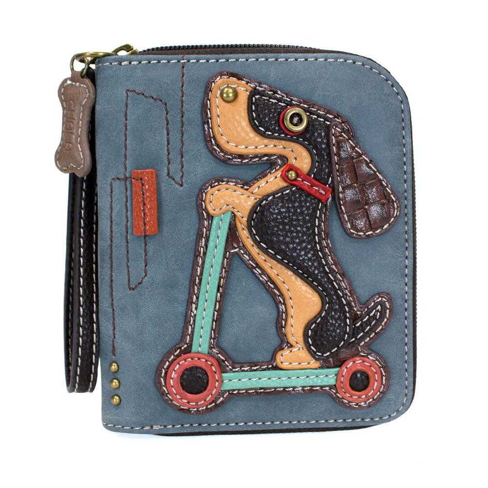 chala Zip Around Wallet - Wiener Dog Scooter