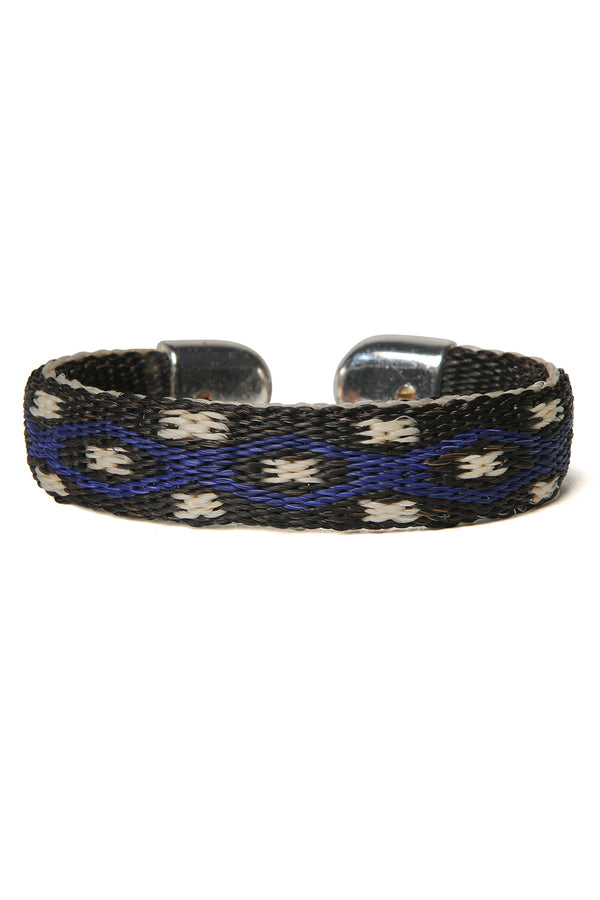 chamula Bendable Horsehair Bracelet - BLK / BLU x WHT Horsehair Bracelet 7"