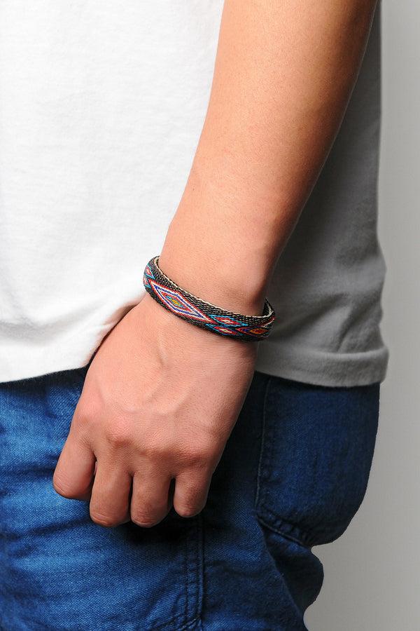 Chamula Bendable Horsehair Bracelet - BLK / TURQ X RED Horsehair Bracelet 7"