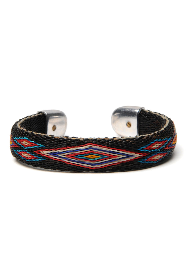 chamula Bendable Horsehair Bracelet - BLK / TURQ x RED Horsehair Bracelet 7"