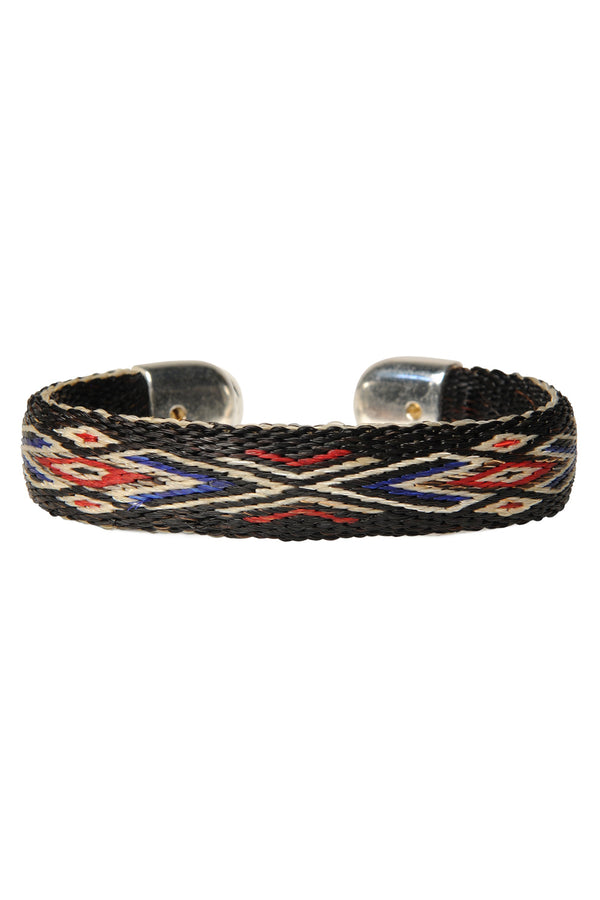 chamula Bendable Horsehair Bracelet - BLK / WHT x RED x BLU Horsehair Bracelet 7"