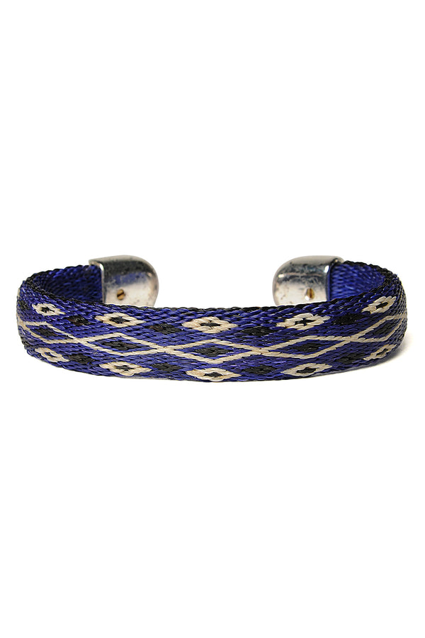 chamula Bendable Horsehair Bracelet - BLU / WHT X BLK Horsehair Bracelet 7"
