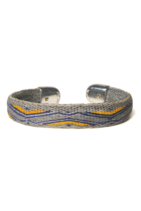 chamula Bendable Horsehair Bracelet - GREY/ BLU X ORG Horsehair Bracelet 7"