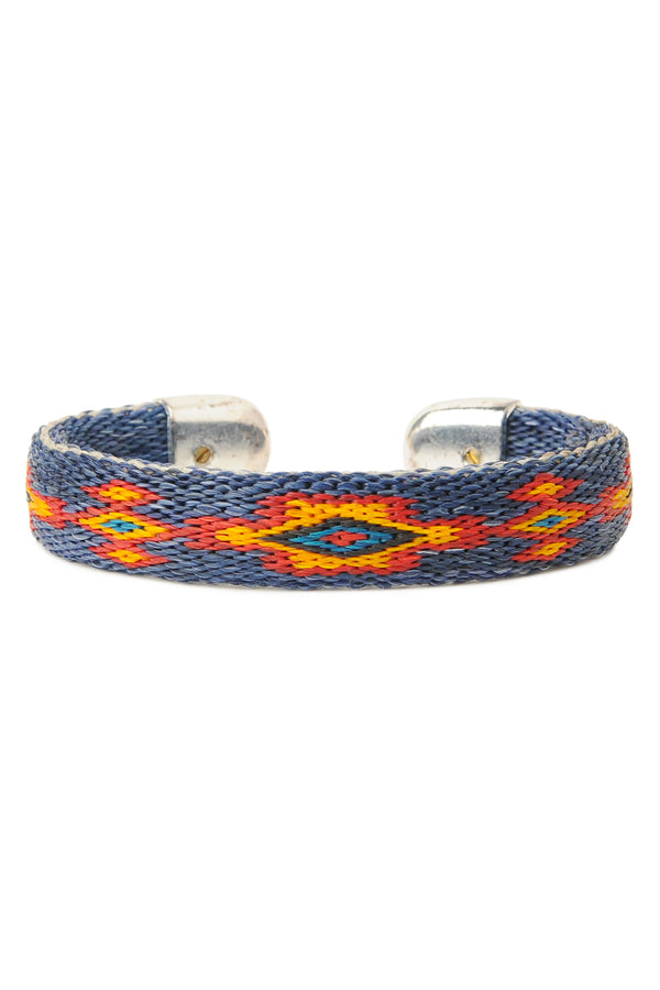 chamula Bendable Horsehair Bracelet - LT INDIGO/ ORG X BLK X RED 6"