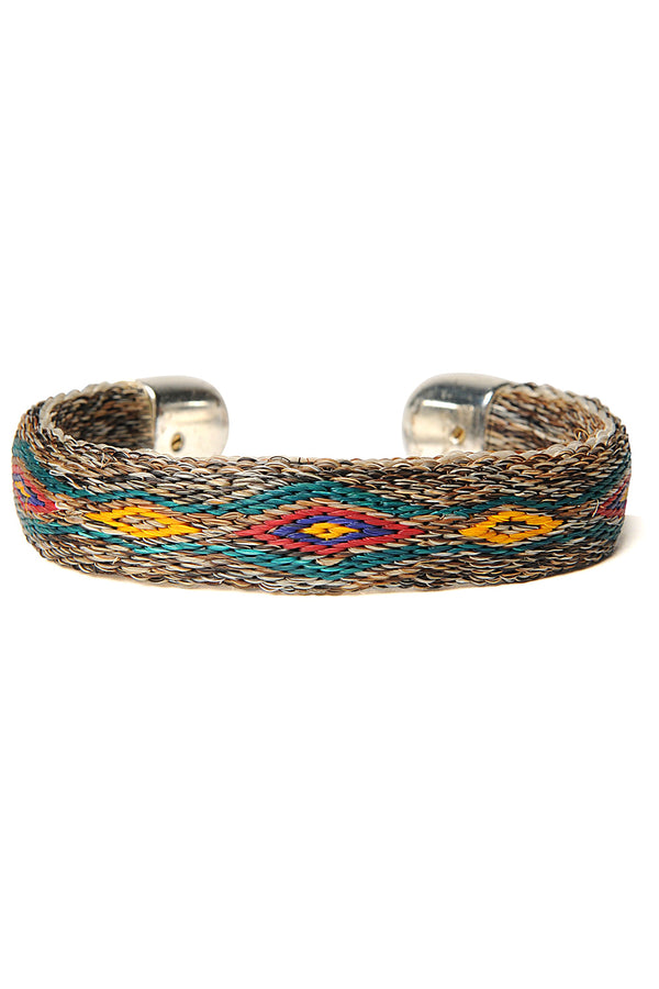 chamula Bendable Horsehair Bracelet - NAT / GRN X YLW Horsehair Bracelet 7"