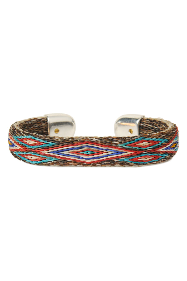 chamula Bendable Horsehair Bracelet - NAT/ RED X TRQ 7"