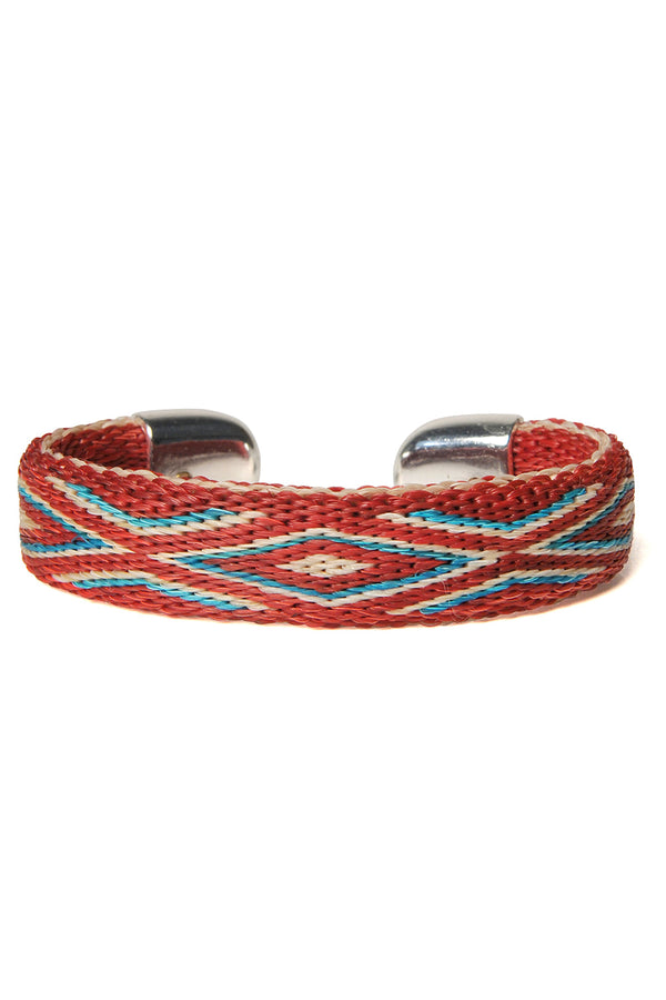 chamula Bendable Horsehair Bracelet - RED /TRQ Horsehair Bracelet 7"